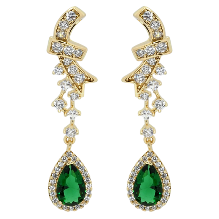 Серьги Xuping QQMM Позолота 14K пусеты Элегантные подвески с злеными фианитами и цирконием фото №20 Серьги Xuping QQMM Позолота 14K пусеты Элегантные подвески с злеными фианитами и цирконием фото №20