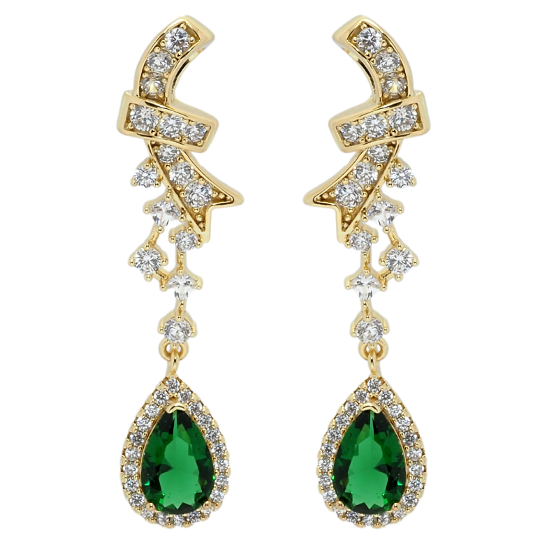 Сережки Xuping QQMM Позолота 14K пусети Елегантні підвіски з фіанітами і цирконієм фото №1