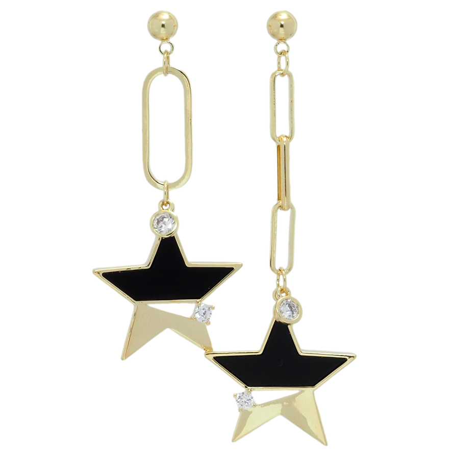 Серьги Xuping QQMM Позолота 14K пусеты Ассиметричные звезды фото №1