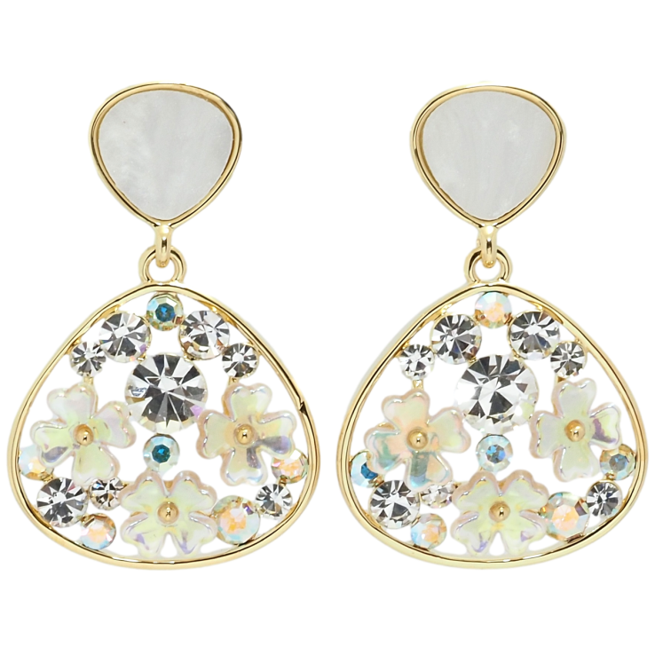 Сережки Xuping QQMM Позолота 14K пусети Квіткові підвіски з цирконієм фото №4