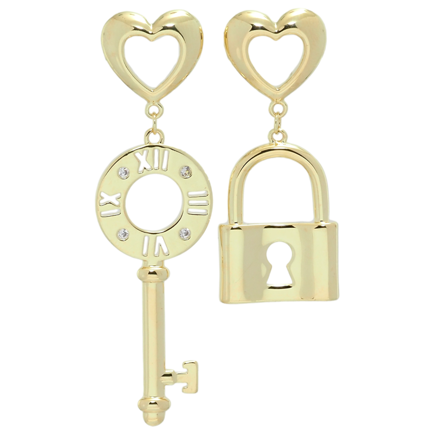Сережки Xuping QQMM Позолота 14K пусети Підвіски ключ із замком фото №1 Сережки Xuping QQMM Позолота 14K пусети Підвіски ключ із замком фото №1