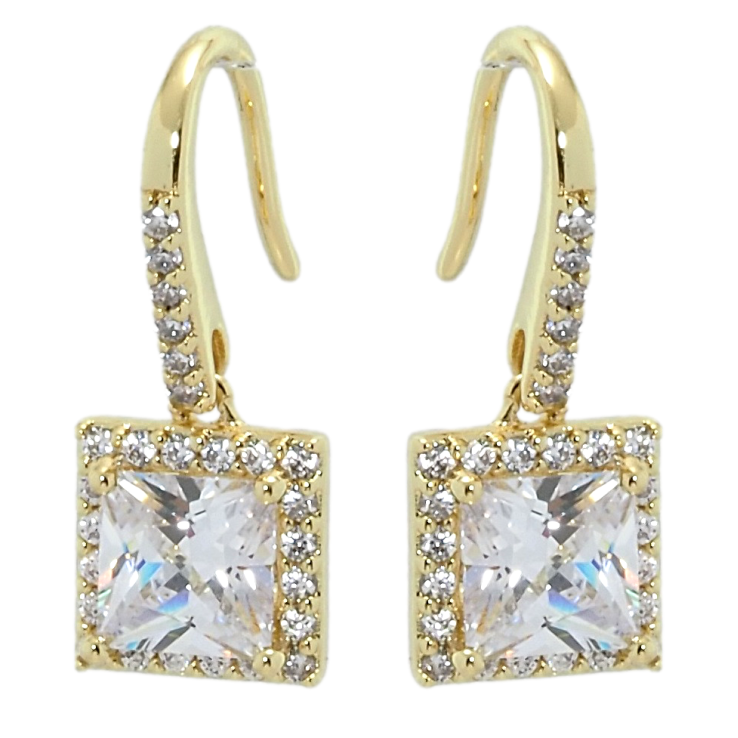 Серьги Xuping QQMM Позолота 14K французский замок Фианиты в обрамлении циркония фото №14 Серьги Xuping QQMM Позолота 14K французский замок Фианиты в обрамлении циркония фото №14