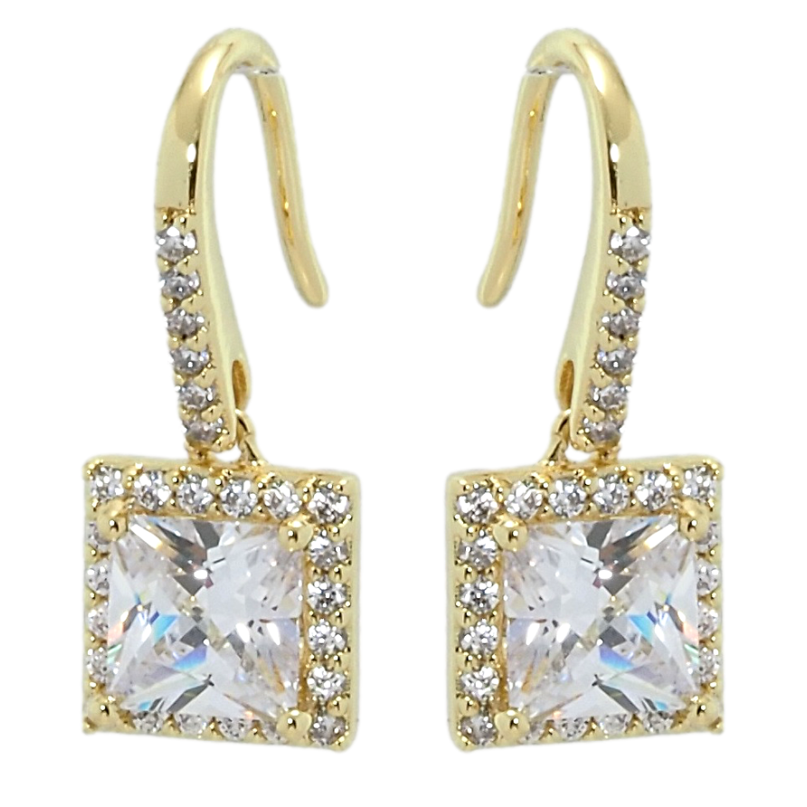 Серьги Xuping QQMM Позолота 14K французский замок Фианиты в обрамлении циркония фото №1