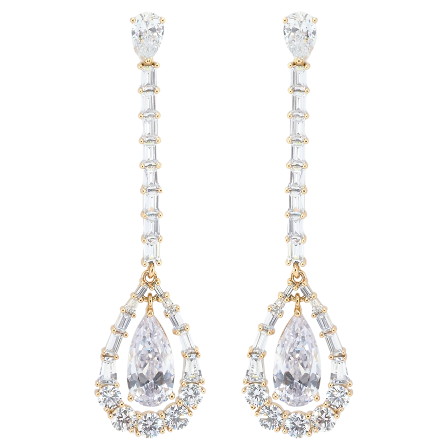 Сережки Xuping QQMM Позолота 18K пусети Елегантні підвіски з цирконієм фото №1