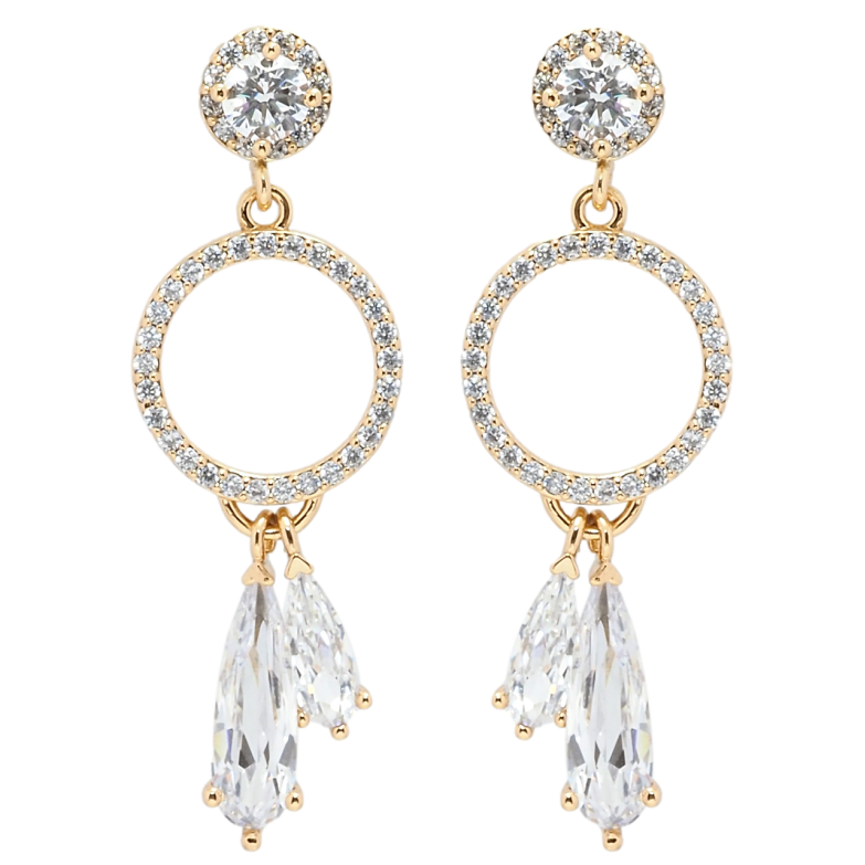 Серьги Xuping QQMM Позолота 18K пусеты Кристальные подвески фото №1