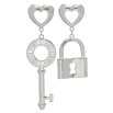 Сережки Xuping QQMM колір Родій пусети "Асиметричні підвіски замочок з ключиком" фото №2