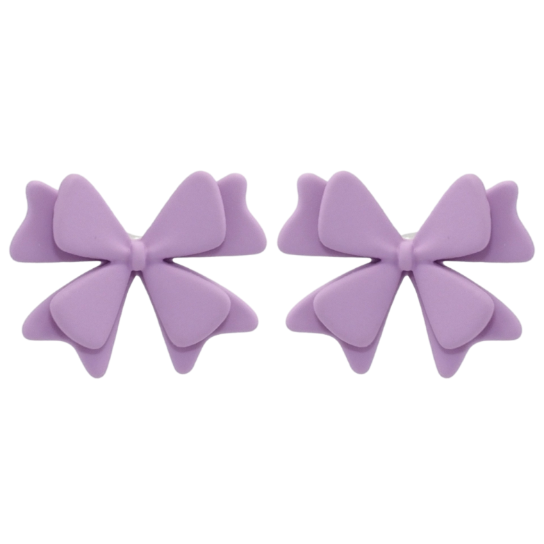 Сережки Xuping QQMM Родій пусети Бузкові банти з покриттям Soft-touch фото №1 Сережки Xuping QQMM Родій пусети Бузкові банти з покриттям Soft-touch фото №1