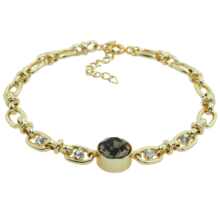 Браслет Xuping QQMM Позолота 14K Ланцюжок зі вставкою чорний фіаніт довжина з дод.ланцюжком 16.5-19см х 5мм фото №10