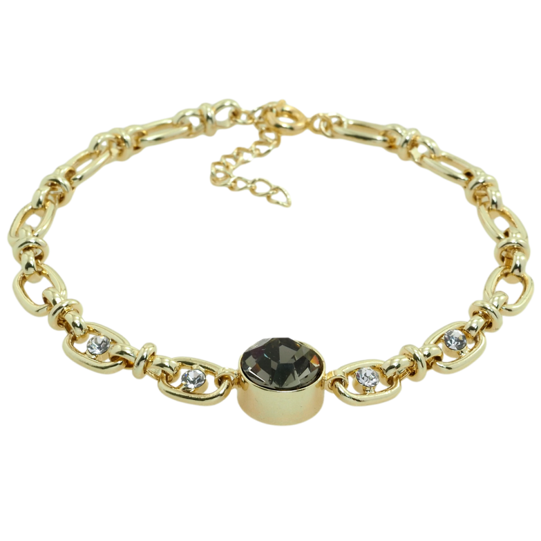 Браслет Xuping QQMM Позолота 14K Ланцюжок зі вставкою чорний фіаніт довжина з дод.ланцюжком 16.5-19см х 5мм фото №1