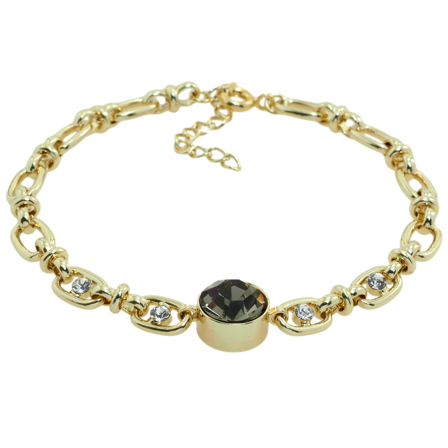 Браслет Xuping QQMM Позолота 14K Ланцюжок зі вставкою чорний фіаніт довжина з дод.ланцюжком 16.5-19см х 5мм фото №1