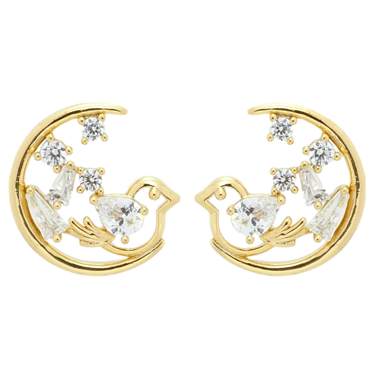 Серьги Xuping JEAN GOUJON Позолота 14K пусеты Птички с цирконием фото №9 Серьги Xuping JEAN GOUJON Позолота 14K пусеты Птички с цирконием фото №9