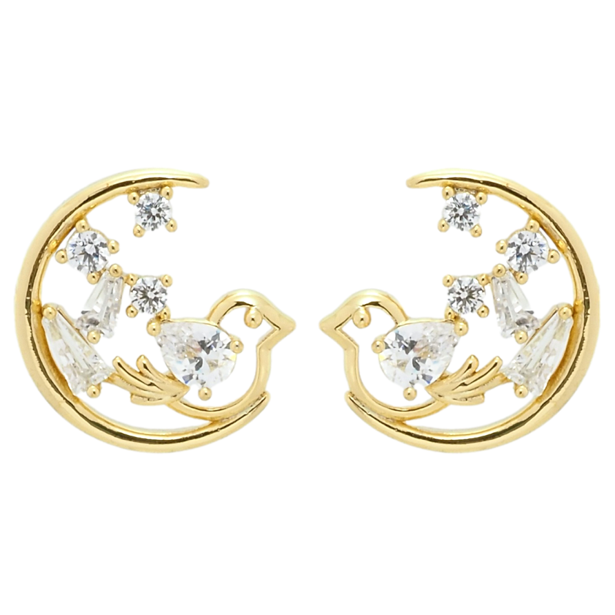 Серьги Xuping JEAN GOUJON Позолота 14K пусеты Птички с цирконием фото №1 Серьги Xuping JEAN GOUJON Позолота 14K пусеты Птички с цирконием фото №1
