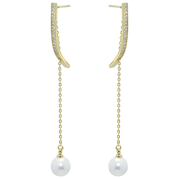 Серьги Xuping JEAN GOUJON Позолота 14K пусеты Жемчуг на цепочках фото №12 Серьги Xuping JEAN GOUJON Позолота 14K пусеты Жемчуг на цепочках фото №12