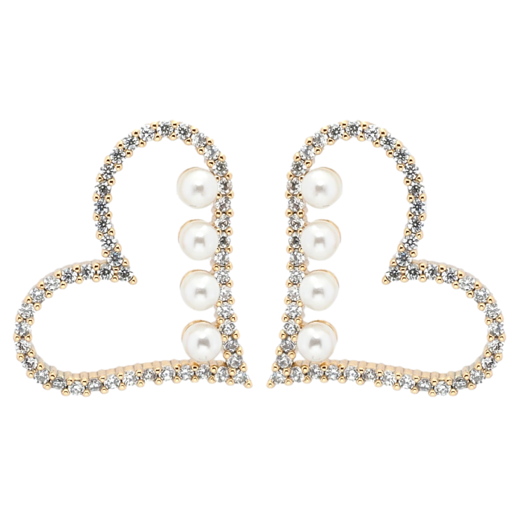 Серьги Xuping Позолота 18K пусеты Сердечки с цирконием и жемчужинками фото №23 Серьги Xuping Позолота 18K пусеты Сердечки с цирконием и жемчужинками фото №23