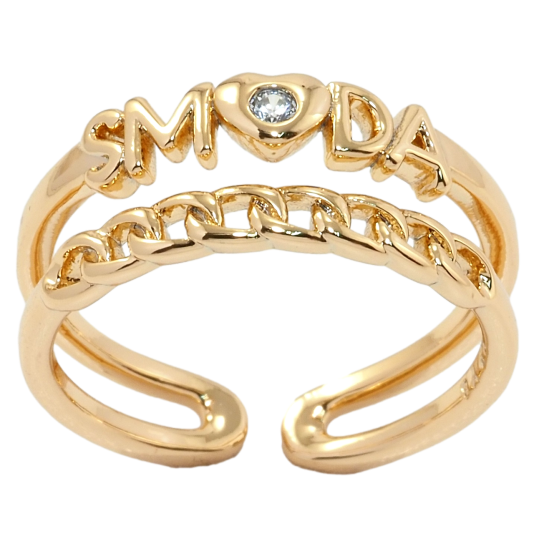 Кольцо Xuping Позолота 18K Двойная шинка с узором цепочка и надписью фото №1
