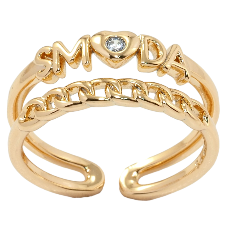 Каблучка Xuping Позолота 18K Подвійна шинка з візерунком ланцюжок та написом фото №1