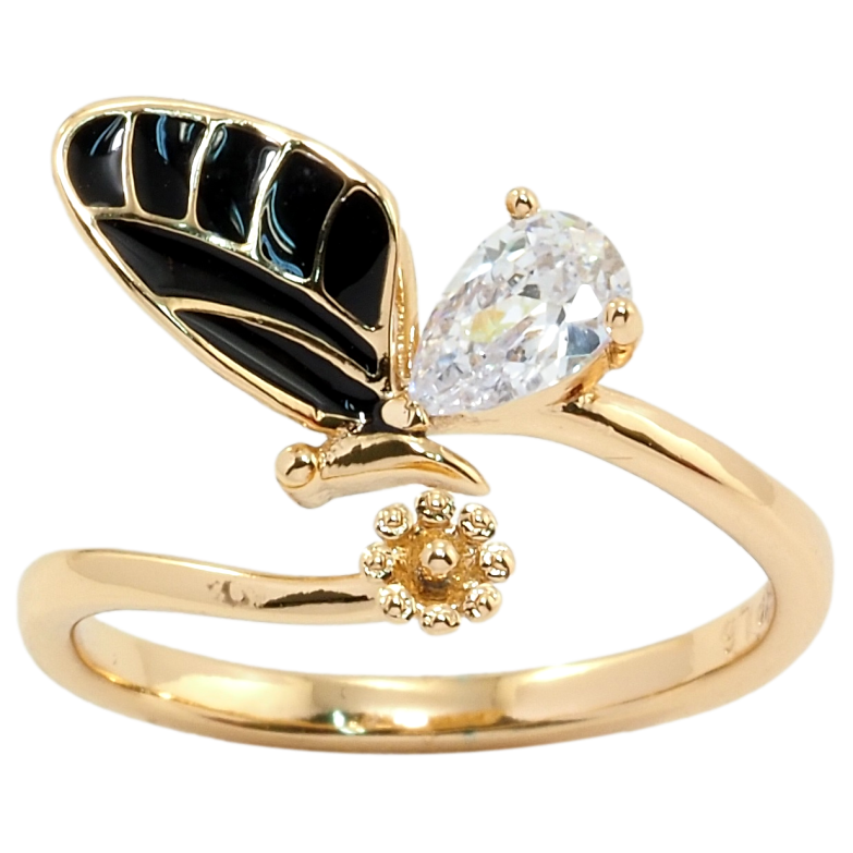 Каблучка Xuping Позолота 18K Метелик на квітці фото №1 Каблучка Xuping Позолота 18K Метелик на квітці фото №1