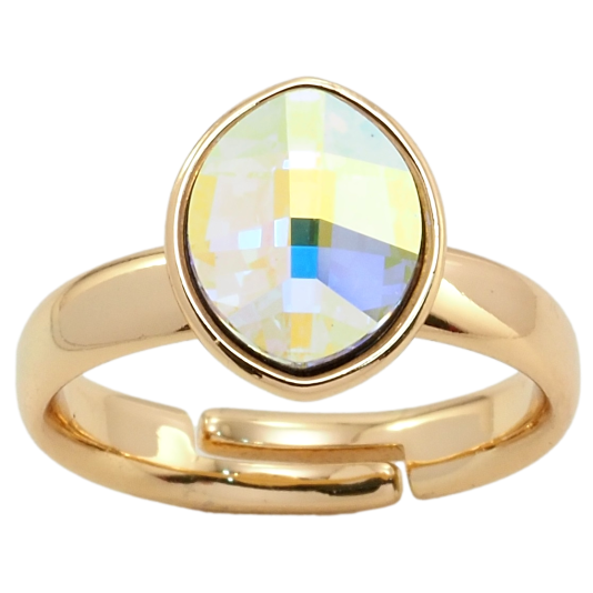 Каблучка Xuping колір 18K з кр-ми Swarovski Кристал АВ, 10х12мм фото №1