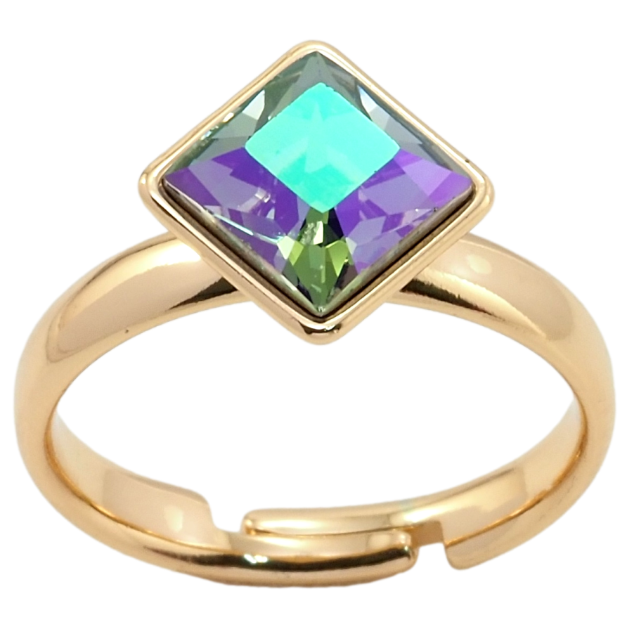 Кольцо Xuping цвет 18K с кр-ми Swarovski Кристалл Erinite Shimmer, 10х10мм фото №1