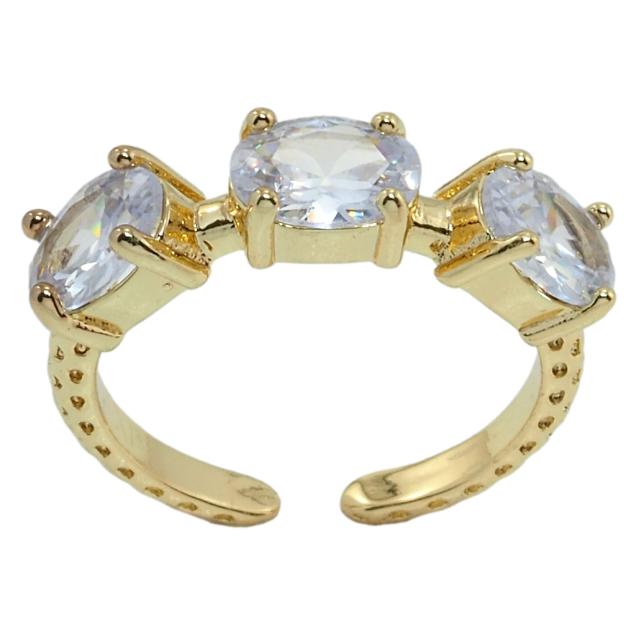 Кольцо Xuping QQMM Позолота 14K Три фианита фото №1