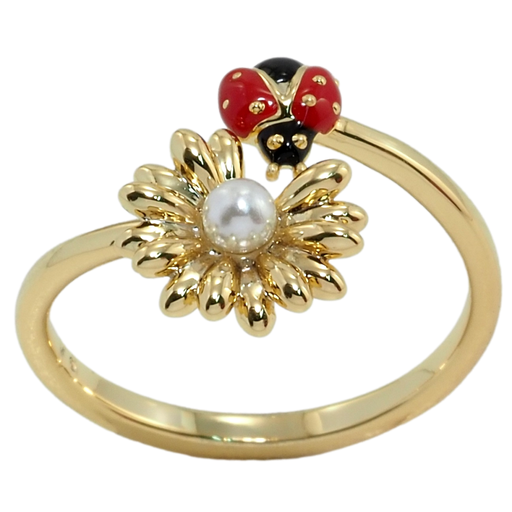 Каблучка Xuping QQMМ Позолота 14K Божа корівка на квітці фото №2