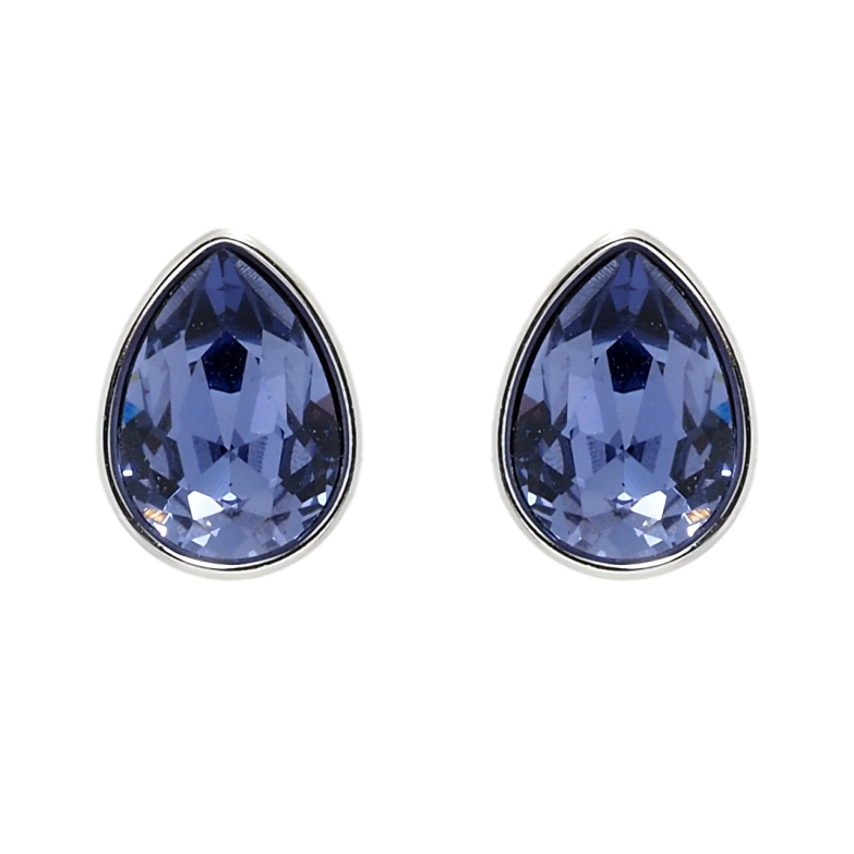 Сережки Xuping колір Родій з кристалами Swarovski пусети Кристальні крапельки Sapphire фото №1