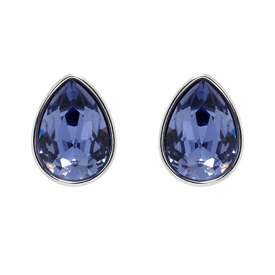 Сережки Xuping колір Родій з кристалами Swarovski пусети Кристальні крапельки Sapphire фото №1