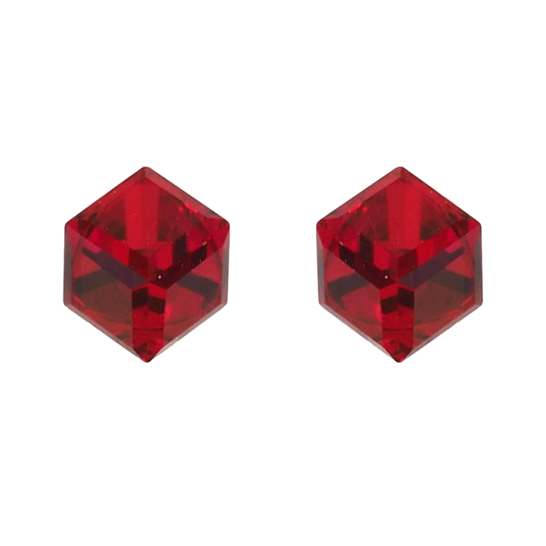 Серьги Xuping цвет Родий с кристаллами Swarovski пусеты Кристальные кубики Siam, 4х4мм фото №1