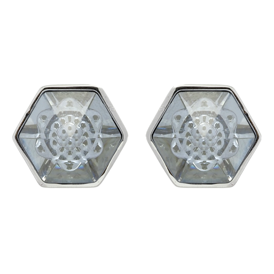 Сережки Xuping колір Родій з кристалами Swarovski пусети Кристальні шестигранники, 8х8мм фото №1 Сережки Xuping колір Родій з кристалами Swarovski пусети Кристальні шестигранники, 8х8мм фото №1