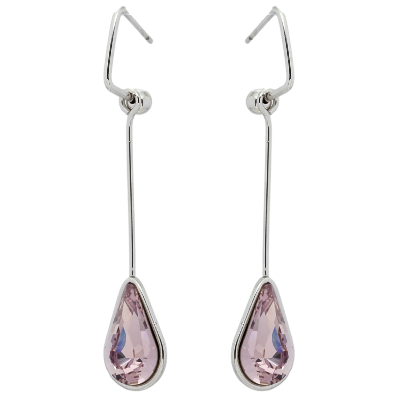 Серьги Xuping цвет Родий с кристаллами Swarovski пусеты Подвески с кристаллом Light Amethyst фото №1
