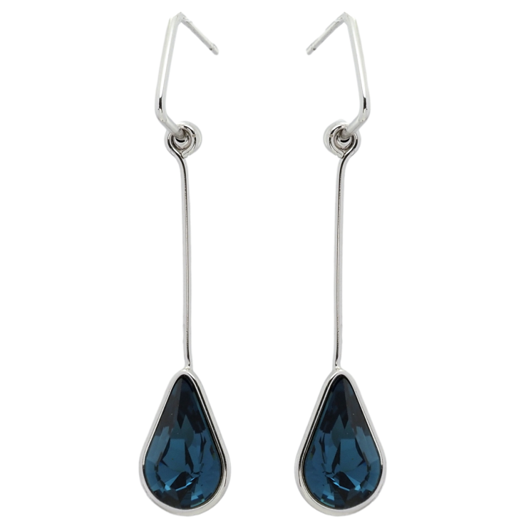 Сережки Xuping колір Родій з кристалами Swarovski пусети Підвіски з кристалом Montana фото №14 Сережки Xuping колір Родій з кристалами Swarovski пусети Підвіски з кристалом Montana фото №14