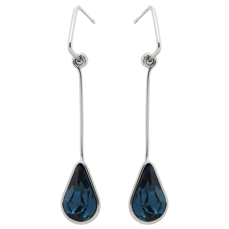 Сережки Xuping колір Родій з кристалами Swarovski пусети Підвіски з кристалом Montana фото №1 Сережки Xuping колір Родій з кристалами Swarovski пусети Підвіски з кристалом Montana фото №1