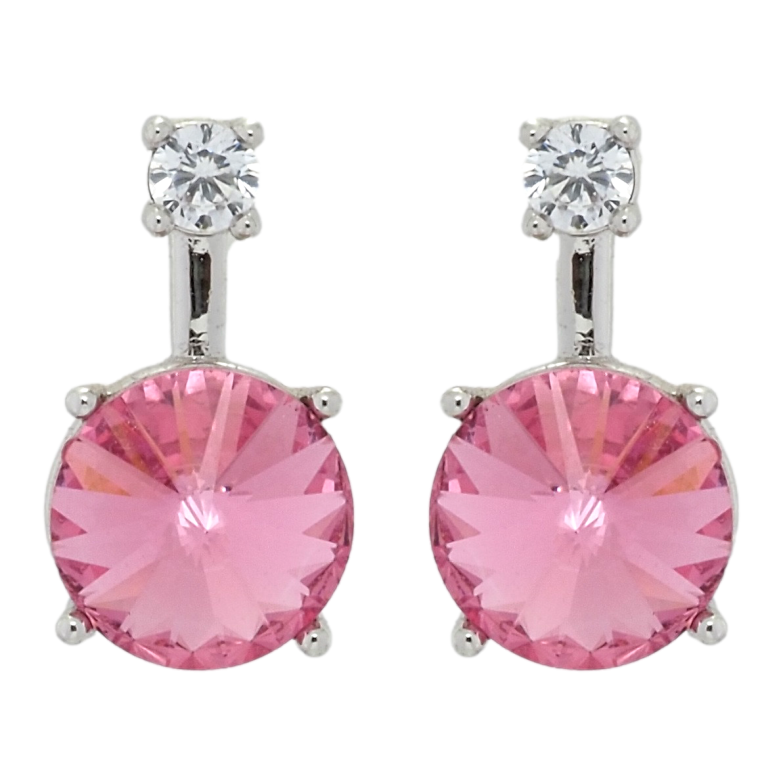 Сережки Xuping колір Родій з кристалами Swarovski пусети Кристал Rose ø 3мм та 8 мм фото №1
