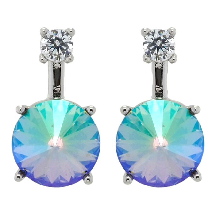 Сережки Xuping колір Родій з кристалами Swarovski пусети Кристал Erinite Shimmer ø 3мм та 8 мм фото №1 Сережки Xuping колір Родій з кристалами Swarovski пусети Кристал Erinite Shimmer ø 3мм та 8 мм фото №1