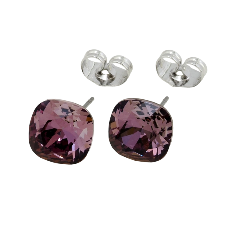 Сережки Xuping колір Родій з кристалами Swarovski пусети Кристали Amethyst 10х10мм фото №20 Сережки Xuping колір Родій з кристалами Swarovski пусети Кристали Amethyst 10х10мм фото №20