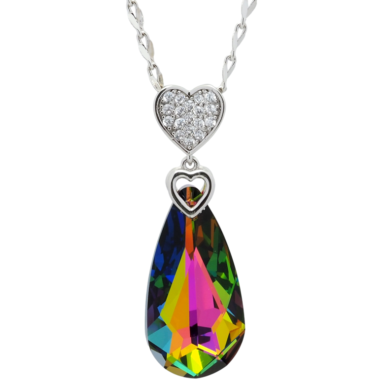 Кулон Xuping цвет Родий с кр-ми Swarovski на цепочке Сердечко с кристаллом Vitrail Medium длина 40-45см х фото №1