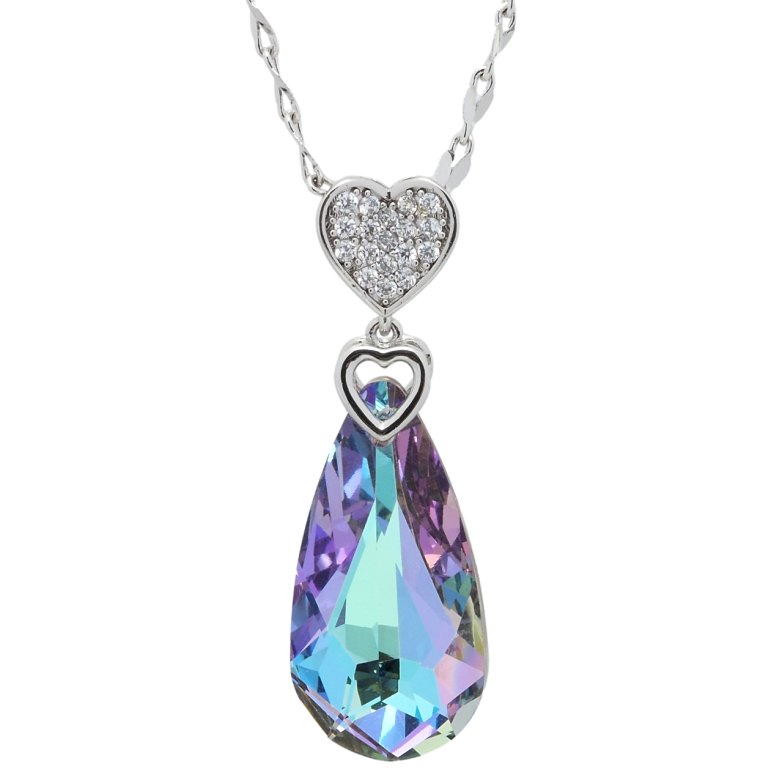 Кулон Xuping цвет Родий с кр-ми Swarovski на цепочке Сердечко с кристаллом Paradise Shine длина 39-45см х фото №1