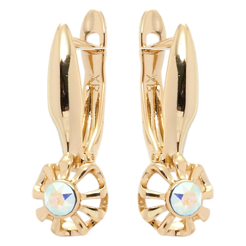 Серьги Xuping цвет 18K с кристаллами Swarovski английский замок Кристаллы АВ в декоративном обрамлении фото №1