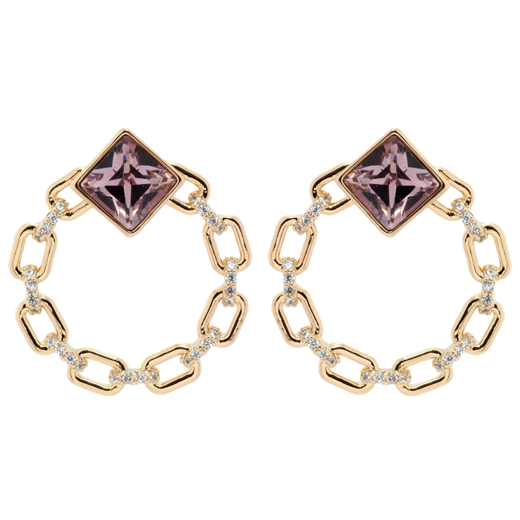 Серьги Xuping цвет 18K с кристаллами Swarovski пусеты Колечки цепочка с кристаллами Amethyst фото №7 Серьги Xuping цвет 18K с кристаллами Swarovski пусеты Колечки цепочка с кристаллами Amethyst фото №7