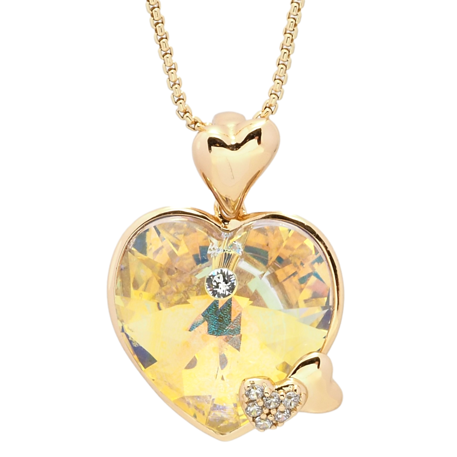 Кулон Xuping цвет 18K с кр-ми Swarovski на цепочке Кристальное сердце Citrine Shimme длина 40-44см х 1мм фото №1 Кулон Xuping цвет 18K с кр-ми Swarovski на цепочке Кристальное сердце Citrine Shimme длина 40-44см х 1мм фото №1