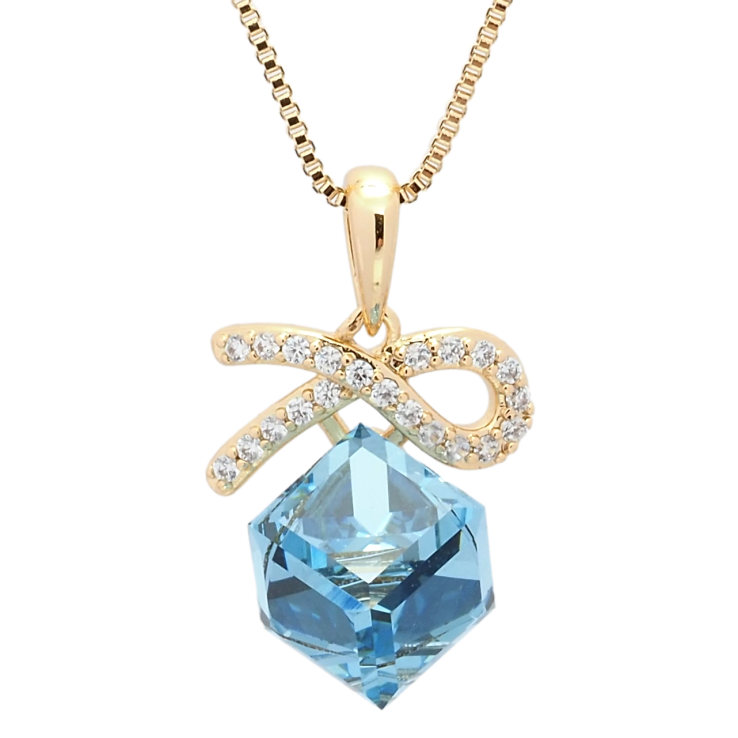 Кулон Xuping колір 18K з кр-ми Swarovski на ланцюжку Кристальний куб Aquamarine довжина 39-44см х 1мм фото №20 Кулон Xuping колір 18K з кр-ми Swarovski на ланцюжку Кристальний куб Aquamarine довжина 39-44см х 1мм фото №20