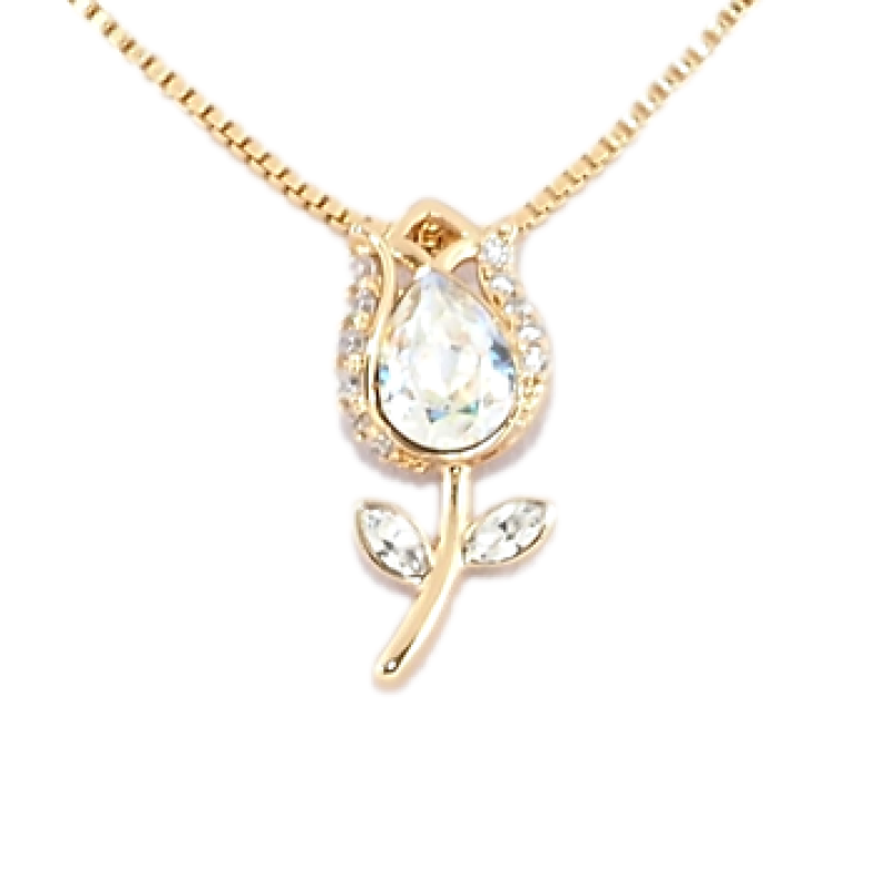 Кулон Xuping колір 18K з кр-ми Swarovski на ланцюжку Квітка з кристалом Shimmer довжина 46-51см х 1мм фото №2