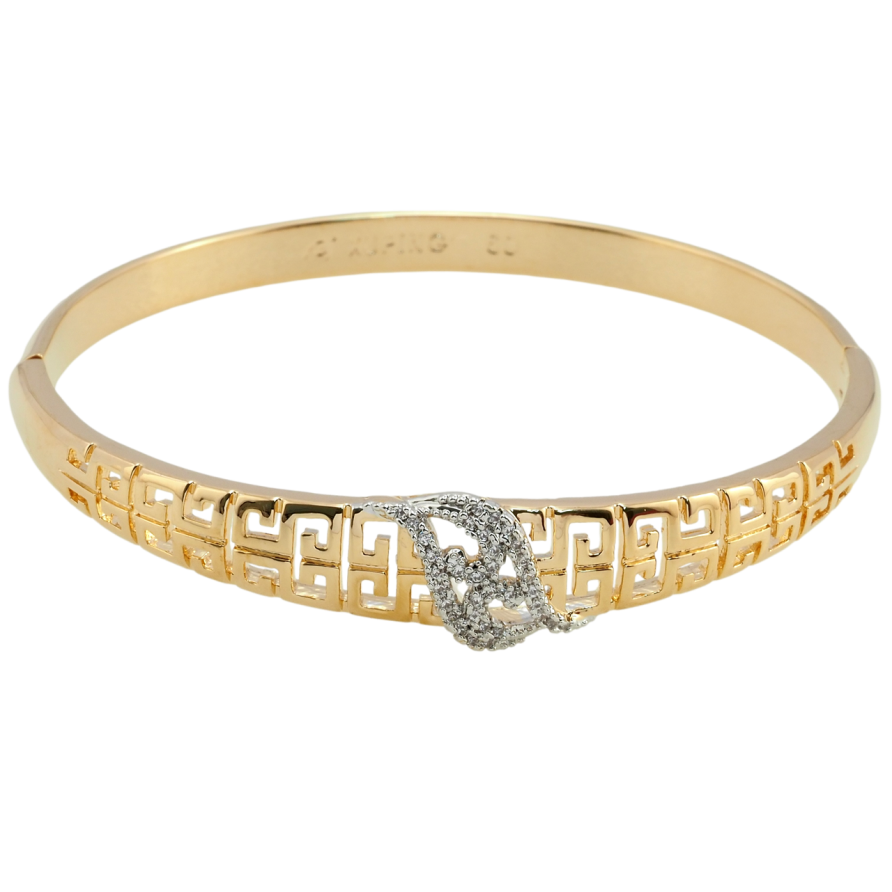 Браслет Xuping Позолота 18К + Родий Резной орнамент с цирконием ø 6см фото №1 Браслет Xuping Позолота 18К + Родий Резной орнамент с цирконием ø 6см фото №1