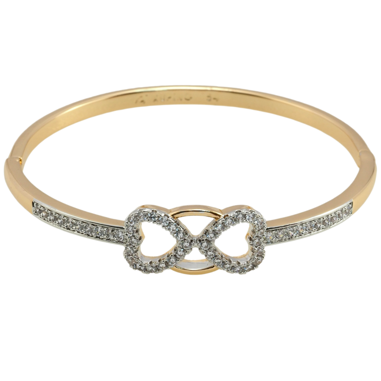 Браслет Xuping Позолота 18К + Родій Сердечки з цирконієм  ø 6см фото №1