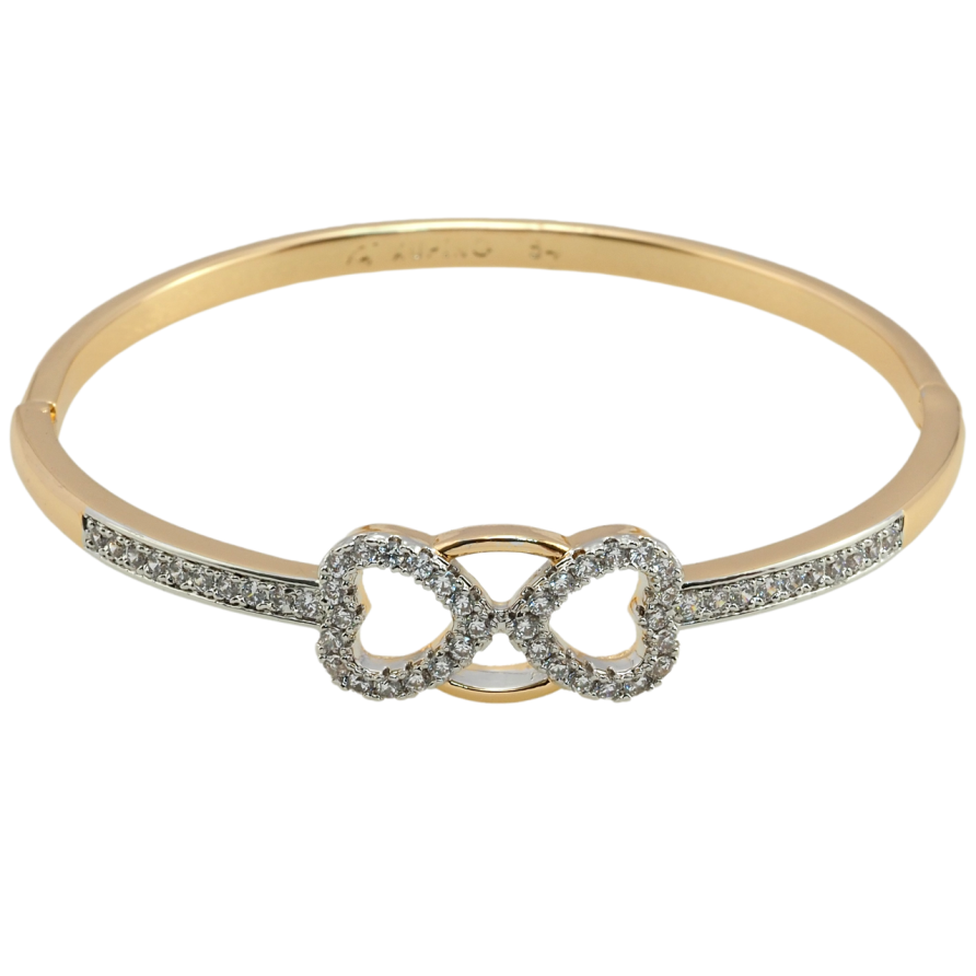 Браслет Xuping Позолота 18К + Родий Сердечки с цирконием ø 6см фото №1 Браслет Xuping Позолота 18К + Родий Сердечки с цирконием ø 6см фото №1