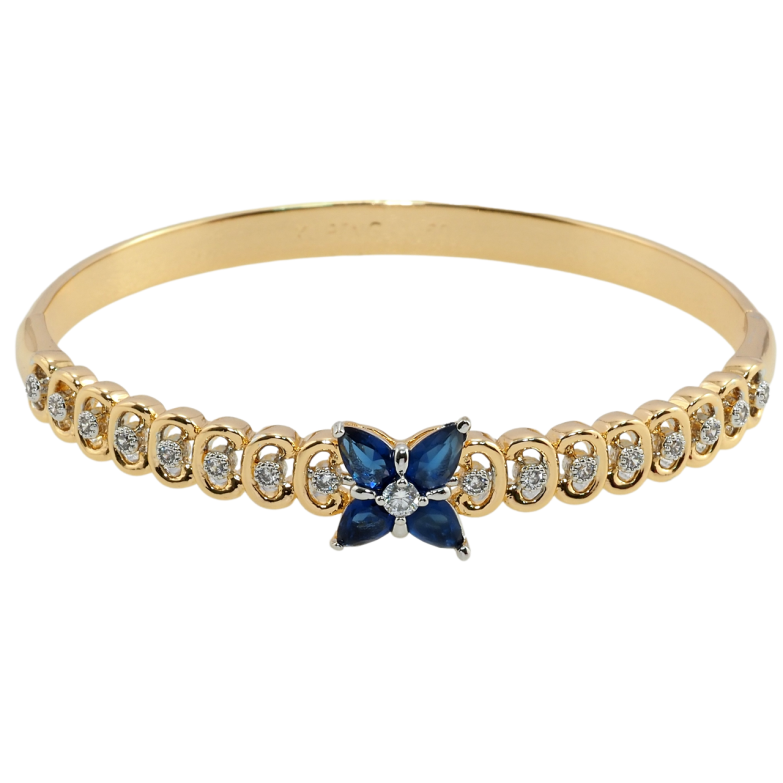 Браслет Xuping Позолота 18К + Родий Дорожка циркония с цветком из синих фианитов ø 6см фото №1 Браслет Xuping Позолота 18К + Родий Дорожка циркония с цветком из синих фианитов ø 6см фото №1