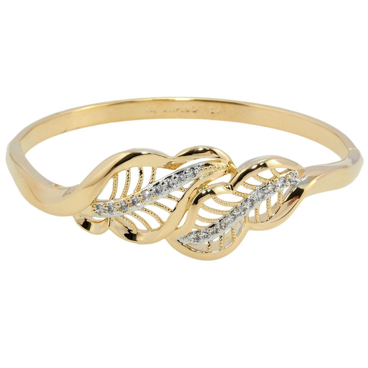 Браслет Xuping Позолота 18К + Родий Резные листочки с цирконием ø 5.7см фото №20 Браслет Xuping Позолота 18К + Родий Резные листочки с цирконием ø 5.7см фото №20