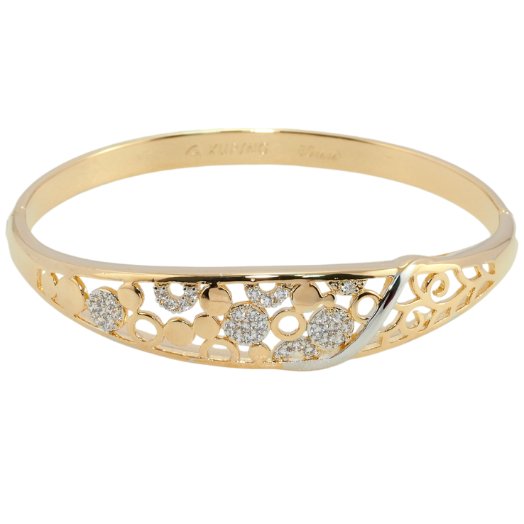 Браслет Xuping Позолота 18К + Родий Резной орнамент с цирконием ø 6см фото №13 Браслет Xuping Позолота 18К + Родий Резной орнамент с цирконием ø 6см фото №13