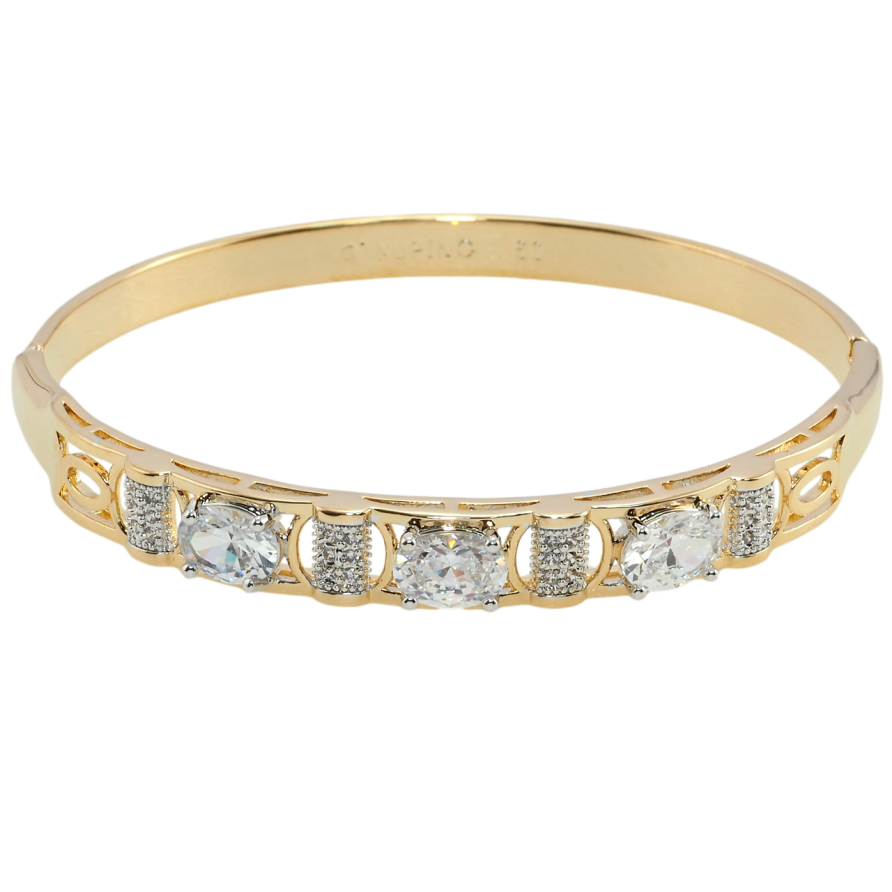 Браслет Xuping Позолота 18К + Родій Орнамент з цирконієм та фіанітами ø 6см фото №1 Браслет Xuping Позолота 18К + Родій Орнамент з цирконієм та фіанітами ø 6см фото №1