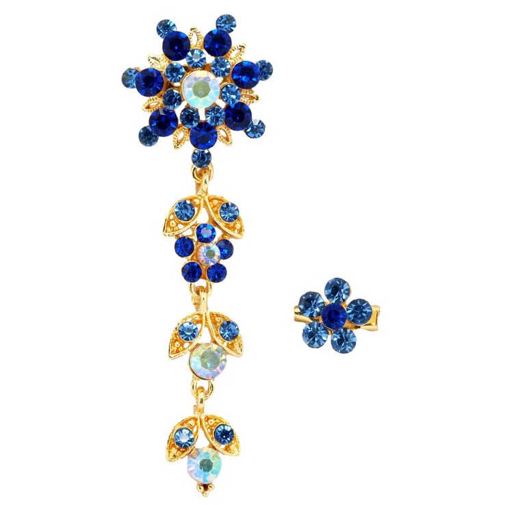 Брошка Дві квіткові брошки з синіми стразами фото №25 Брошка Дві квіткові брошки з синіми стразами фото №25